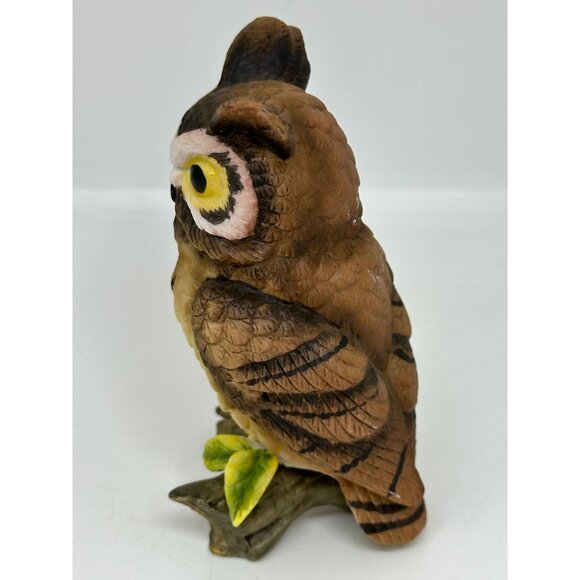 VTG Lefton China Great Horned Owl Figurine Ceramic Woodland Bird 1983–1990s - Picture 3 of 8